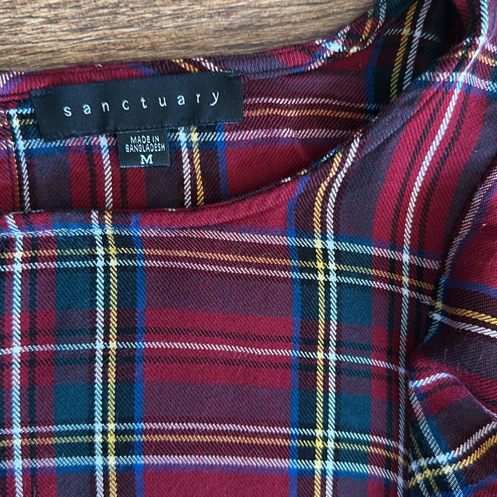 Sanctuary Women’s Plaid Holiday Ruffle Shirt - Picture 2 of 8